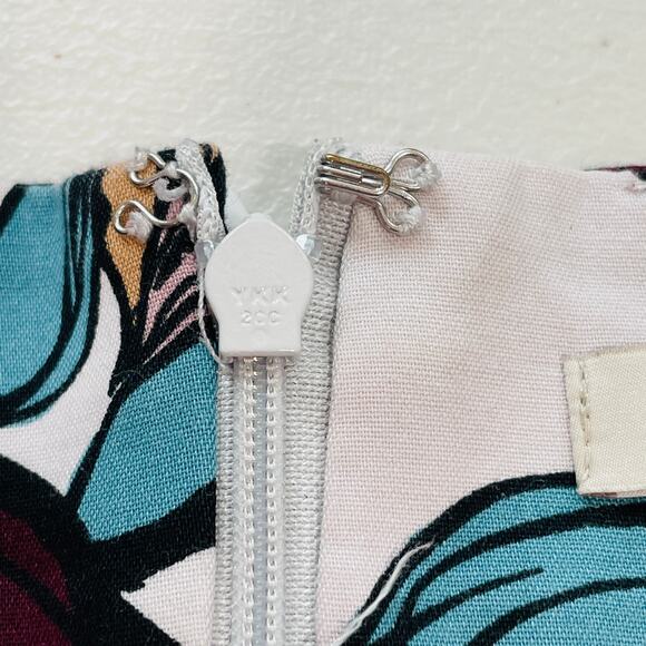 ANN TAYLOR LOFT Maroon Teal Pink Floral Bold Colorful Bright Mini Skirt 8 - Picture 6 of 11